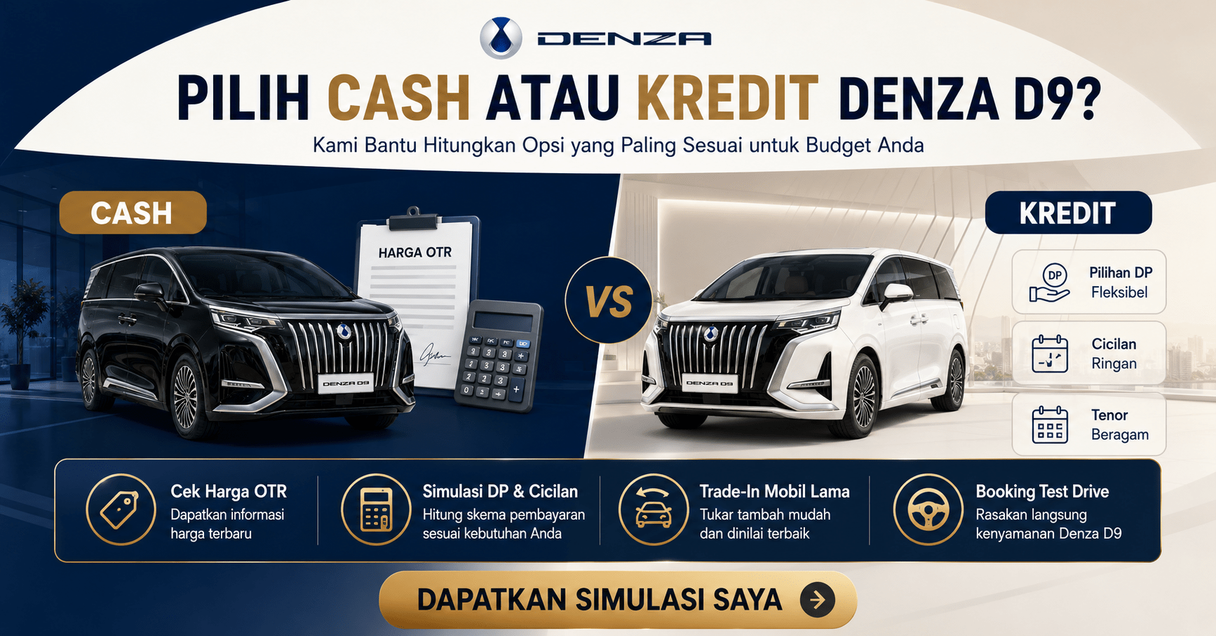 DP Denza D9, cicilan Denza D9, simulasi kredit Denza D9, trade-in Denza D9