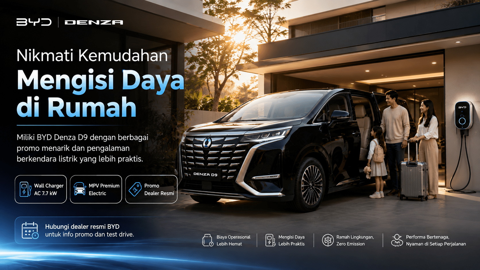 Promo BYD Denza D9 Juli Agustus 2026 dengan Free Home Charging Wall Charger AC 7.7 kW