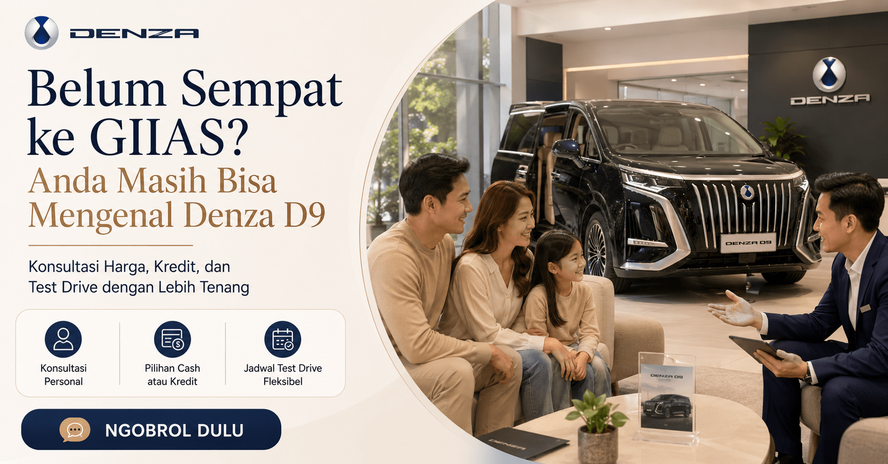 harga cash Denza D9 giias, harga OTR Denza D9, Denza D9 Rp. 950 juta