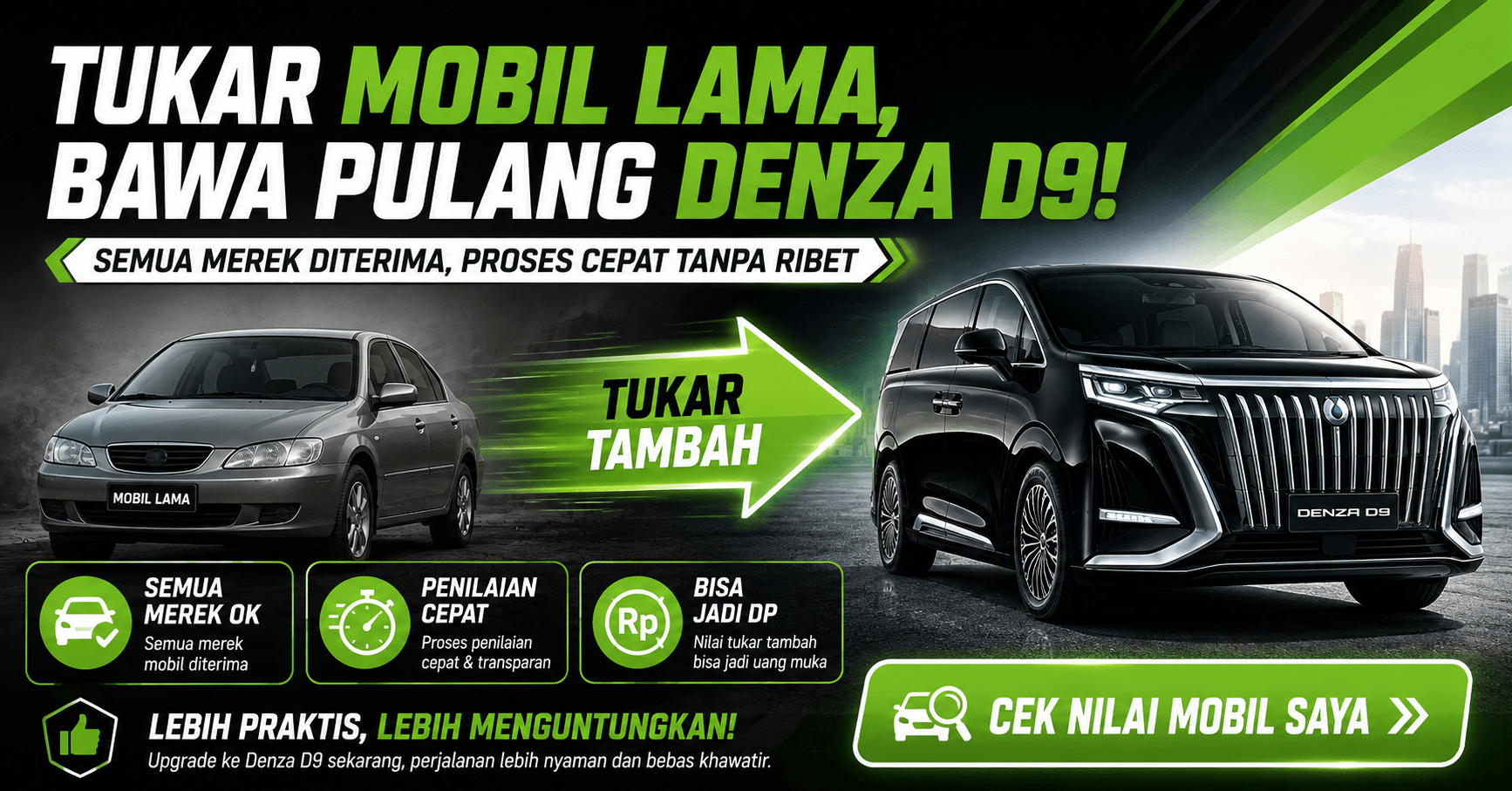 trade in BYD Denza D9, tukar tambah mobil denza